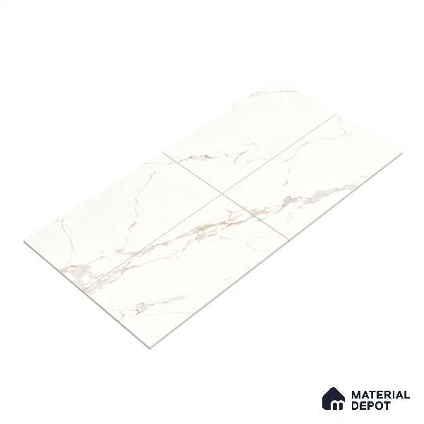 Marble Calacatta Wall & Floor Tile TL 06213 Warm White 4 ft x 2 ft Matte Finish Vitrified Tile - 9 mm | 4 Random Designs | Suitable For Living Room, Bedroom, Kitchen