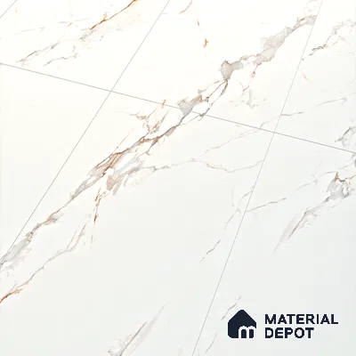 Marble Calacatta Wall & Floor Tile TL 06213 Warm White 4 ft x 2 ft Matte Finish Vitrified Tile - 9 mm | 4 Random Designs | Suitable For Living Room, Bedroom, Kitchen