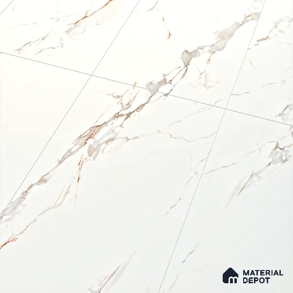Marble Calacatta Wall & Floor Tile TL 06213 Warm White 4 ft x 2 ft Matte Finish Vitrified Tile - 9 mm | 4 Random Designs | Suitable For Living Room, Bedroom, Kitchen