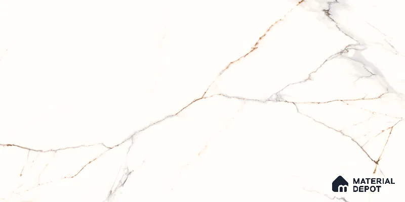 Marble Calacatta Wall & Floor Tile TL 06213 Warm White 4 ft x 2 ft Matte Finish Vitrified Tile - 9 mm | 4 Random Designs | Suitable For Living Room, Bedroom, Kitchen