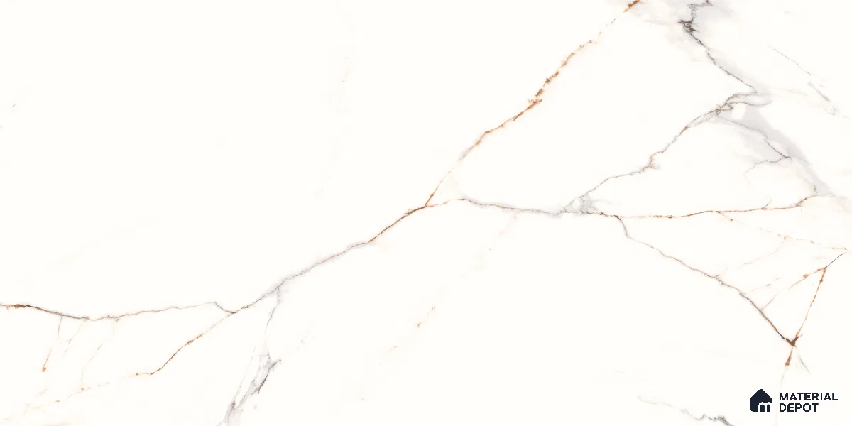 Marble Calacatta Wall & Floor Tile TL 06213 Warm White 4 ft x 2 ft Matte Finish Vitrified Tile - 9 mm | 4 Random Designs | Suitable For Living Room, Bedroom, Kitchen