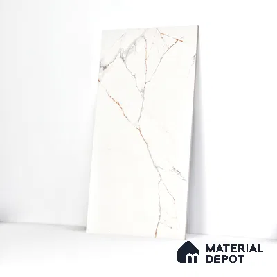 Marble Calacatta Wall & Floor Tile TL 06213 Warm White 4 ft x 2 ft Matte Finish Vitrified Tile - 9 mm | 4 Random Designs | Suitable For Living Room, Bedroom, Kitchen