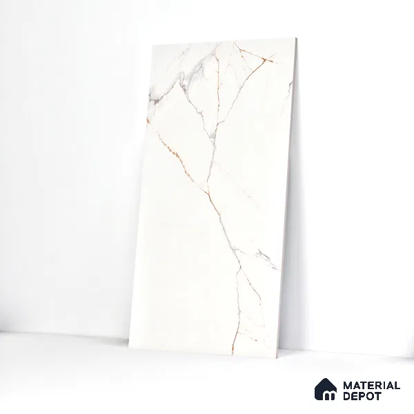 Marble Calacatta Wall & Floor Tile TL 06213 Warm White 4 ft x 2 ft Matte Finish Vitrified Tile - 9 mm | 4 Random Designs | Suitable For Living Room, Bedroom, Kitchen