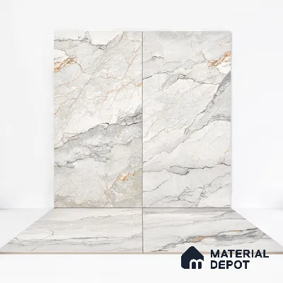 Marble Calacatta Wall & Floor Tile TL 06214 Off-White 4 ft x 2 ft Matte Finish Vitrified Tile - 9 mm | 4 Random Designs | Suitable For Living Room, Bedroom, Kitchen