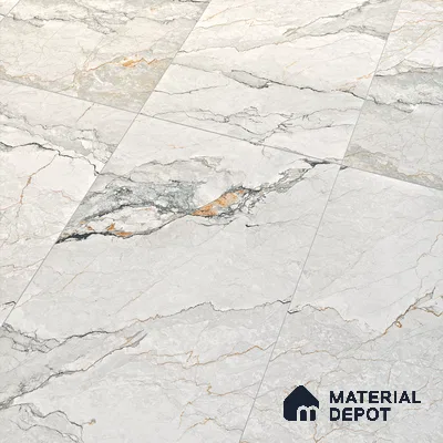 Marble Calacatta Wall & Floor Tile TL 06214 Off-White 4 ft x 2 ft Matte Finish Vitrified Tile - 9 mm | 4 Random Designs | Suitable For Living Room, Bedroom, Kitchen