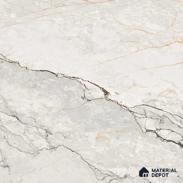 Marble Calacatta Wall & Floor Tile TL 06214 Off-White 4 ft x 2 ft Matte Finish Vitrified Tile - 9 mm | 4 Random Designs | Suitable For Living Room, Bedroom, Kitchen