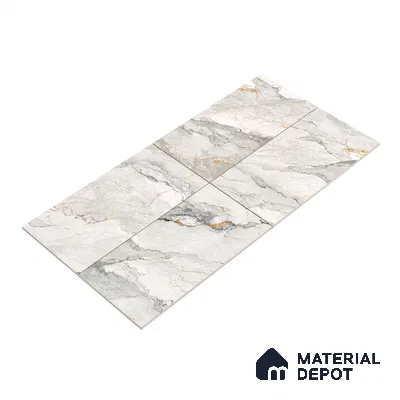 Marble Calacatta Wall & Floor Tile TL 06214 Off-White 4 ft x 2 ft Matte Finish Vitrified Tile - 9 mm | 4 Random Designs | Suitable For Living Room, Bedroom, Kitchen