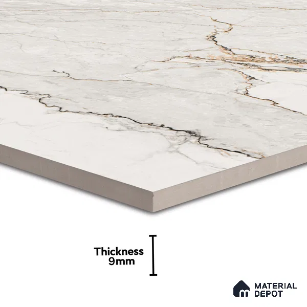 Marble Calacatta Wall & Floor Tile TL 06214 Off-White 4 ft x 2 ft Matte Finish Vitrified Tile - 9 mm | 4 Random Designs | Suitable For Living Room, Bedroom, Kitchen