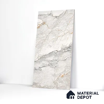 Marble Calacatta Wall & Floor Tile TL 06214 Off-White 4 ft x 2 ft Matte Finish Vitrified Tile - 9 mm | 4 Random Designs | Suitable For Living Room, Bedroom, Kitchen