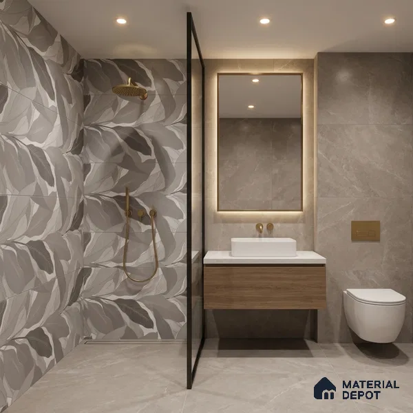 Tropical Wall Tile TL 06216 Fragrant Grey Enigma 4 ft x 2 ft Vitrified Matte Finish - 9 mm | Suitable for Bathroom, Accent/Feature Wall, Dining Area