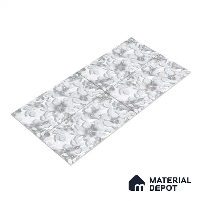 Faux Mosaic Floral Wall Tile TL 06218 Fragrant Aqua Luminance 4 ft x 2 ft Vitrified Matte Finish - 9 mm | Suitable for Bathroom, Accent/Feature Wall, Foyer