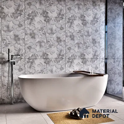 Faux Mosaic Floral Wall Tile TL 06218 Fragrant Aqua Luminance 4 ft x 2 ft Vitrified Matte Finish - 9 mm | Suitable for Bathroom, Accent/Feature Wall, Foyer