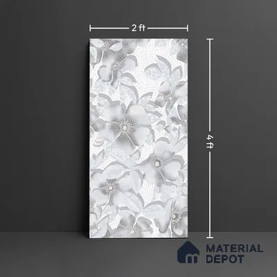 Faux Mosaic Floral Wall Tile TL 06218 Fragrant Aqua Luminance 4 ft x 2 ft Vitrified Matte Finish - 9 mm | Suitable for Bathroom, Accent/Feature Wall, Foyer