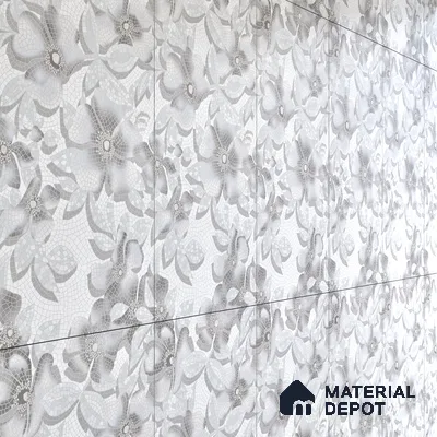Faux Mosaic Floral Wall Tile TL 06218 Fragrant Aqua Luminance 4 ft x 2 ft Vitrified Matte Finish - 9 mm | Suitable for Bathroom, Accent/Feature Wall, Foyer