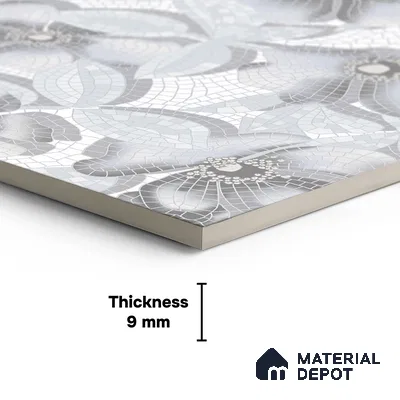 Faux Mosaic Floral Wall Tile TL 06218 Fragrant Aqua Luminance 4 ft x 2 ft Vitrified Matte Finish - 9 mm | Suitable for Bathroom, Accent/Feature Wall, Foyer