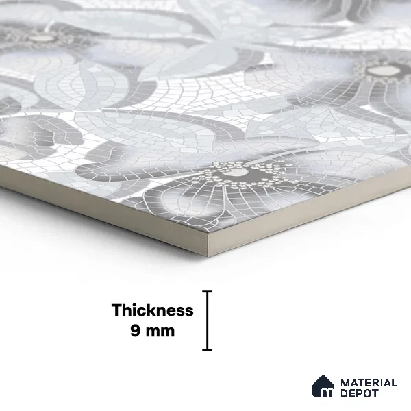 Faux Mosaic Floral Wall Tile TL 06218 Fragrant Aqua Luminance 4 ft x 2 ft Vitrified Matte Finish - 9 mm | Suitable for Bathroom, Accent/Feature Wall, Foyer