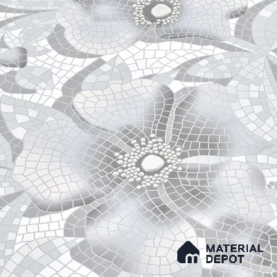 Faux Mosaic Floral Wall Tile TL 06218 Fragrant Aqua Luminance 4 ft x 2 ft Vitrified Matte Finish - 9 mm | Suitable for Bathroom, Accent/Feature Wall, Foyer