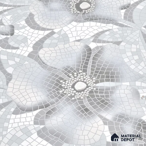 Faux Mosaic Floral Wall Tile TL 06218 Fragrant Aqua Luminance 4 ft x 2 ft Vitrified Matte Finish - 9 mm | Suitable for Bathroom, Accent/Feature Wall, Foyer
