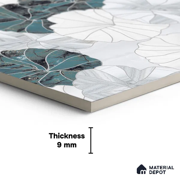 Floral Wall Tile TL 06219 Fragrant Marine Alchemy 4 ft x 2 ft Vitrified Matte Finish - 9 mm | Suitable for Bathroom, Accent/Feature Wall, Foyer