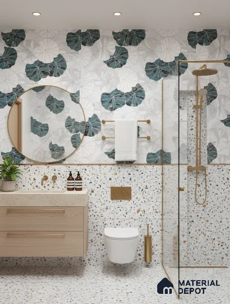 Floral Wall Tile TL 06219 Fragrant Marine Alchemy 4 ft x 2 ft Vitrified Matte Finish - 9 mm | Suitable for Living Room, Bedroom, Bathroom & Kitchen (Sample)