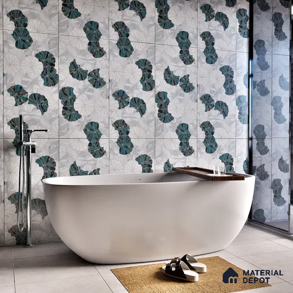 Floral Wall Tile TL 06219 Fragrant Marine Alchemy 4 ft x 2 ft Vitrified Matte Finish - 9 mm | Suitable for Bathroom, Accent/Feature Wall, Foyer