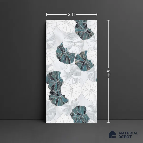 Floral Wall Tile TL 06219 Fragrant Marine Alchemy 4 ft x 2 ft Vitrified Matte Finish - 9 mm | Suitable for Bathroom, Accent/Feature Wall, Foyer