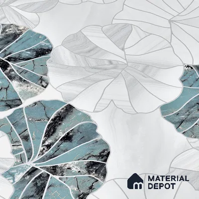 Floral Wall Tile TL 06219 Fragrant Marine Alchemy 4 ft x 2 ft Vitrified Matte Finish - 9 mm | Suitable for Bathroom, Accent/Feature Wall, Foyer