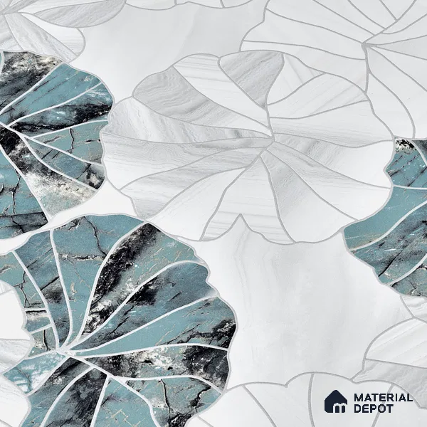 Floral Wall Tile TL 06219 Fragrant Marine Alchemy 4 ft x 2 ft Vitrified Matte Finish - 9 mm | Suitable for Bathroom, Accent/Feature Wall, Foyer