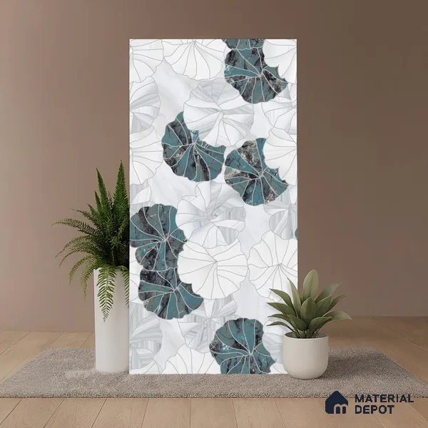 Floral Wall Tile TL 06219 Fragrant Marine Alchemy 4 ft x 2 ft Vitrified Matte Finish - 9 mm | Suitable for Bathroom, Accent/Feature Wall, Foyer
