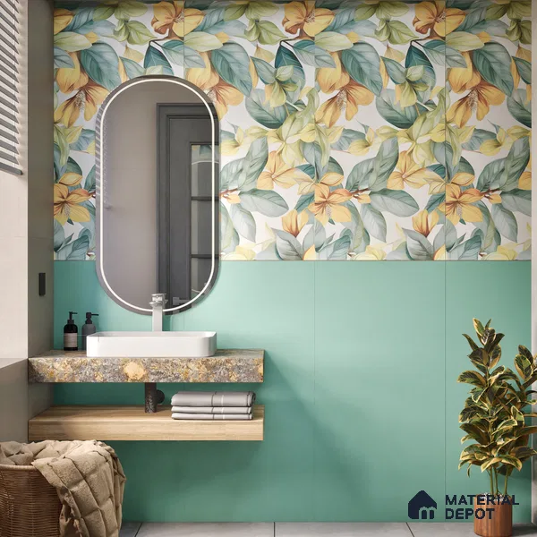 Plain Wall & Floor Tile TL 06220 Powder Blue 4 ft x 2 ft Matte Finish Vitrified Tile - 9 mm | Suitable For Living Room, Hall, Bedroom