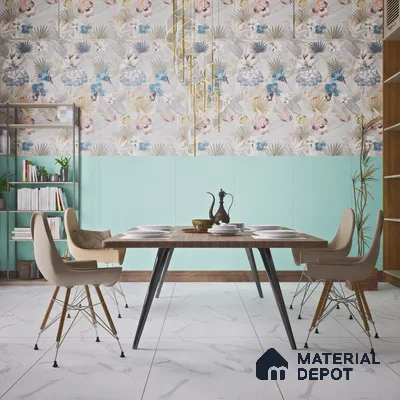 Plain Wall & Floor Tile TL 06220 Powder Blue 4 ft x 2 ft Matte Finish Vitrified Tile - 9 mm | Suitable For Living Room, Hall, Bedroom