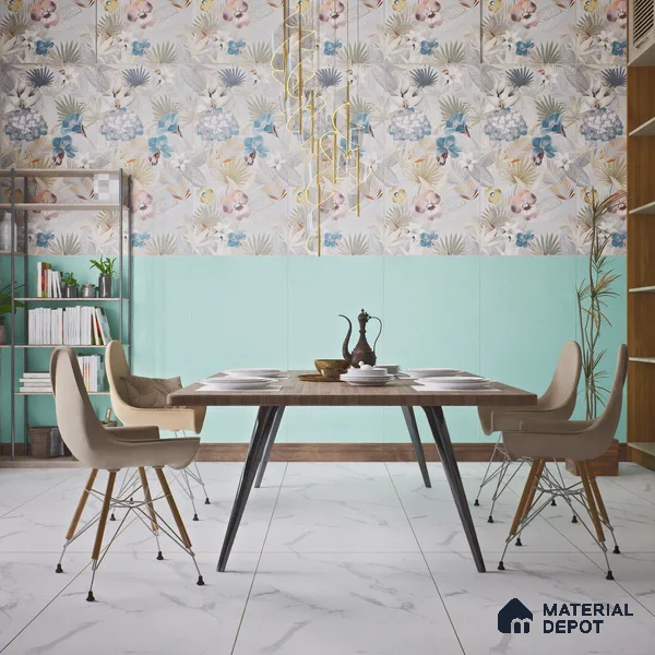 Plain Wall & Floor Tile TL 06220 Powder Blue 4 ft x 2 ft Matte Finish Vitrified Tile - 9 mm | Suitable For Living Room, Hall, Bedroom