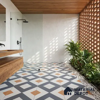 Budget Friendly Moroccan Look Value for Money Parking Spectra Floor Tile 16 x 16 inch | TL 06246 | Vitrified Matte Finish Tile - 12 mm | Suitable For Parking, Outdoor, Balcony & Terrace | Pattern Alignment May Vary | 2-3 mm Spacer is Mandatory