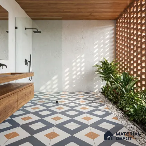 Budget Friendly Moroccan Look Value for Money Parking Spectra Floor Tile 16 x 16 inch | TL 06246 | Vitrified Matte Finish Tile - 12 mm | Suitable For Parking, Outdoor, Balcony & Terrace | Pattern Alignment May Vary | 2-3 mm Spacer is Mandatory