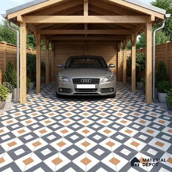 Budget Friendly Moroccan Look Value for Money Parking Spectra Floor Tile 16 x 16 inch | TL 06246 | Vitrified Matte Finish Tile - 12 mm | Suitable For Parking, Outdoor, Balcony & Terrace | Pattern Alignment May Vary | 2-3 mm Spacer is Mandatory