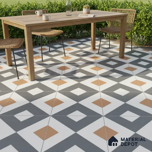 Budget Friendly Moroccan Look Value for Money Parking Spectra Floor Tile 16 x 16 inch | TL 06246 | Vitrified Matte Finish Tile - 12 mm | Suitable For Parking, Bathroom, Balcony & Terrace | Pattern Alignment May Vary | 2-3 mm Spacer is Mandatory
