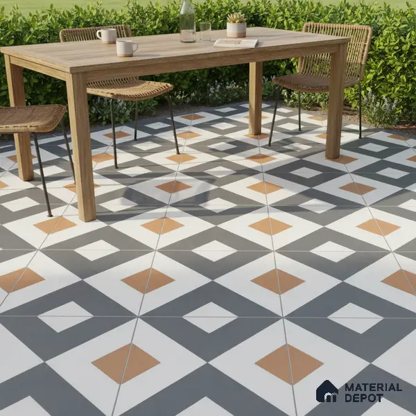 Budget Friendly Moroccan Look Value for Money Parking Spectra Floor Tile 16 x 16 inch | TL 06246 | Vitrified Matte Finish Tile - 12 mm | Suitable For Parking, Outdoor, Balcony & Terrace | Pattern Alignment May Vary | 2-3 mm Spacer is Mandatory