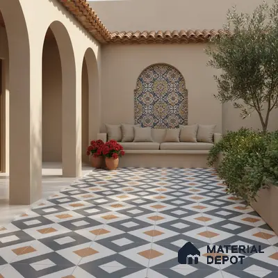 Budget Friendly Moroccan Look Value for Money Parking Spectra Floor Tile 16 x 16 inch | TL 06246 | Vitrified Matte Finish Tile - 12 mm | Suitable For Parking, Outdoor, Balcony & Terrace | Pattern Alignment May Vary | 2-3 mm Spacer is Mandatory