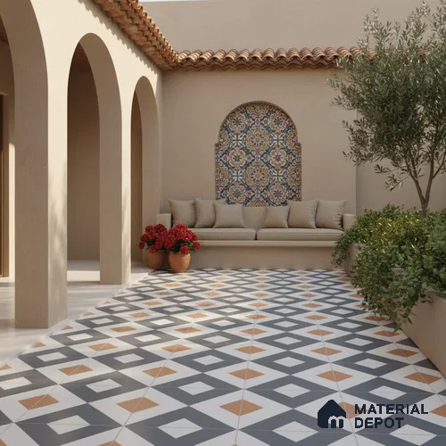 Budget Friendly Moroccan Look Value for Money Parking Spectra Floor Tile 16 x 16 inch | TL 06246 | Vitrified Matte Finish Tile - 12 mm | Suitable For Parking, Bathroom, Balcony & Terrace | Pattern Alignment May Vary | 2-3 mm Spacer is Mandatory
