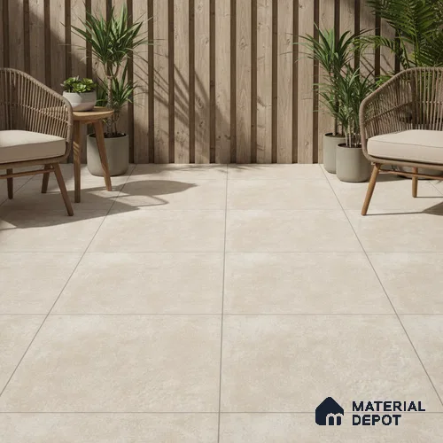 Budget Friendly Cement Look Value for Money Parking Latte Dune Floor Tile 16 x 16 inch | TL 06247 B | Vitrified Matte Finish Tile - 12 mm | Suitable For Parking, Bathroom, Balcony & Terrace | Pattern Alignment May Vary | 2-3 mm Spacer is Mandatory