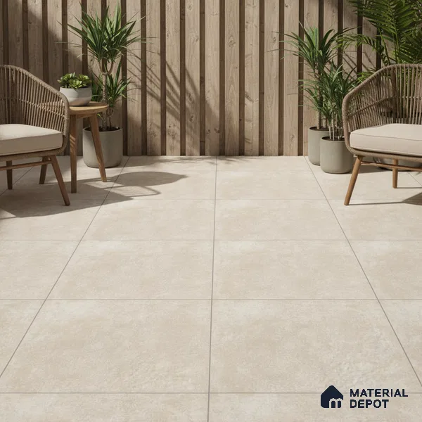 Budget Friendly Cement Look Value for Money Parking Latte Dune Floor Tile 16 x 16 inch | TL 06247 B | Vitrified Matte Finish Tile - 12 mm | Suitable For Parking, Bathroom, Balcony & Terrace | Pattern Alignment May Vary | 2-3 mm Spacer is Mandatory