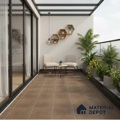 Budget Friendly Cement Look Value for Money Parking Urban Slate Floor Tile 16 x 16 inch | TL 06247 C | Vitrified Matte Finish Tile - 12 mm | Suitable For Parking, Bathroom, Balcony & Terrace | Pattern Alignment May Vary | 2-3 mm Spacer is Mandatory