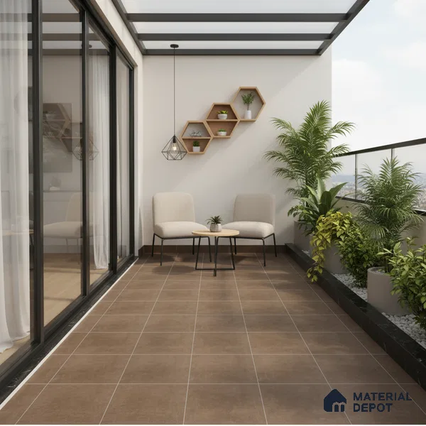 Budget Friendly Cement Look Value for Money Parking Urban Slate Floor Tile 16 x 16 inch | TL 06247 C | Vitrified Matte Finish Tile - 12 mm | Suitable For Parking, Bathroom, Balcony & Terrace | Pattern Alignment May Vary | 2-3 mm Spacer is Mandatory