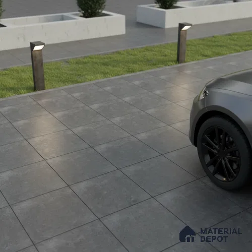 Budget Friendly Cement Look Value for Money Parking Obsidra Floor Tile 16 x 16 inch | TL 06247 | Vitrified Matte Finish Tile - 12 mm | Suitable For Parking, Outdoor, Balcony & Terrace | Pattern Alignment May Vary | 2-3 mm Spacer is Mandatory