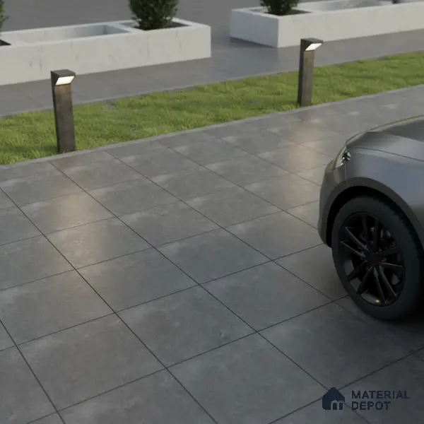 Budget Friendly Cement Look Value for Money Parking Obsidra Floor Tile 16 x 16 inch | TL 06247 | Vitrified Matte Finish Tile - 12 mm | Suitable For Parking, Outdoor, Balcony & Terrace | Pattern Alignment May Vary | 2-3 mm Spacer is Mandatory