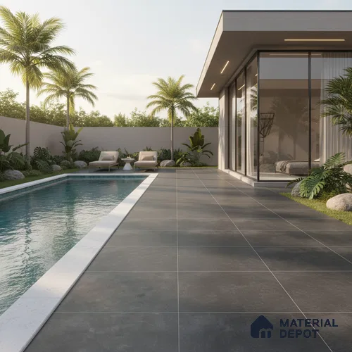 Budget Friendly Cement Look Value for Money Parking Obsidra Floor Tile 16 x 16 inch | TL 06247 | Vitrified Matte Finish Tile - 12 mm | Suitable For Parking, Outdoor, Balcony & Terrace | Pattern Alignment May Vary | 2-3 mm Spacer is Mandatory