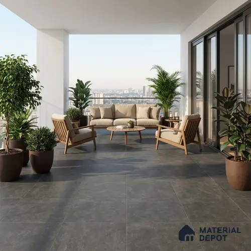 Budget Friendly Cement Look Value for Money Parking Obsidra Floor Tile 16 x 16 inch | TL 06247 | Vitrified Matte Finish Tile - 12 mm | Suitable For Parking, Outdoor, Balcony & Terrace | Pattern Alignment May Vary | 2-3 mm Spacer is Mandatory