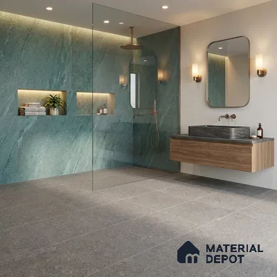 Budget Friendly Stone Look Value for Money Parking Slateon Floor Tile 16 x 16 inch | TL 06248 | Vitrified Matte Finish Tile - 12 mm | Suitable For Parking, Outdoor, Balcony & Terrace | Pattern Alignment May Vary | 2-3 mm Spacer is Mandatory
