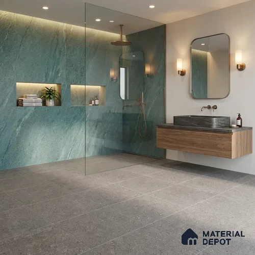 Budget Friendly Stone Look Value for Money Parking Slateon Floor Tile 16 x 16 inch | TL 06248 | Vitrified Matte Finish Tile - 12 mm | Suitable For Parking, Outdoor, Balcony & Terrace | Pattern Alignment May Vary | 2-3 mm Spacer is Mandatory