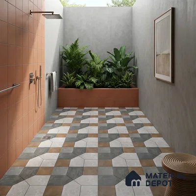 Budget Friendly Stone Look Value for Money Parking Vibrano Floor Tile 16 x 16 inch | TL 06249 | Vitrified Matte Finish Tile - 12 mm | Suitable For Parking, Outdoor, Balcony & Terrace | Pattern Alignment May Vary | 2-3 mm Spacer is Mandatory